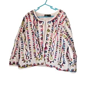 Sara Studio Colorful Embroidered Jacket Cotton Sze 1X
